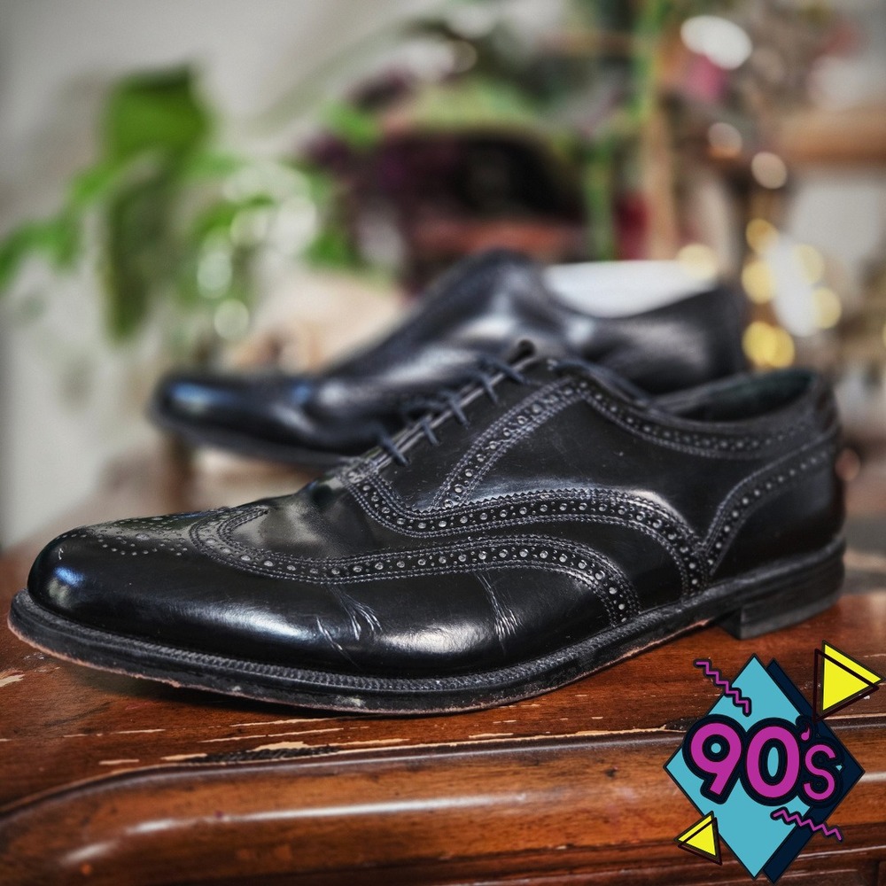 Florsheim Mens Black Leather Wingtip Brogue‎ Oxford Dress Shoes